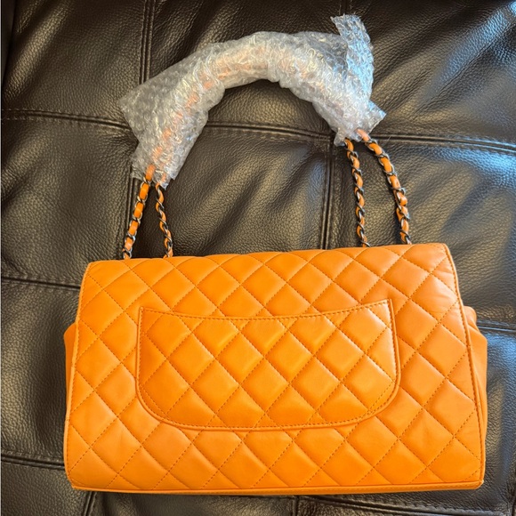Orange Quilted Convertible Shoulder Bag - Picture 2 of 15